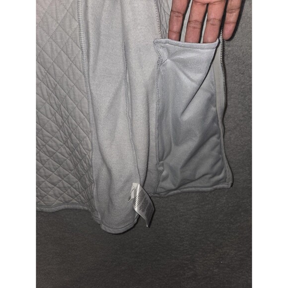 Columbia Hooded Jacket Womens Small Light Gray Quilted Full Zip Longline Fleece - Picture 7 of 10